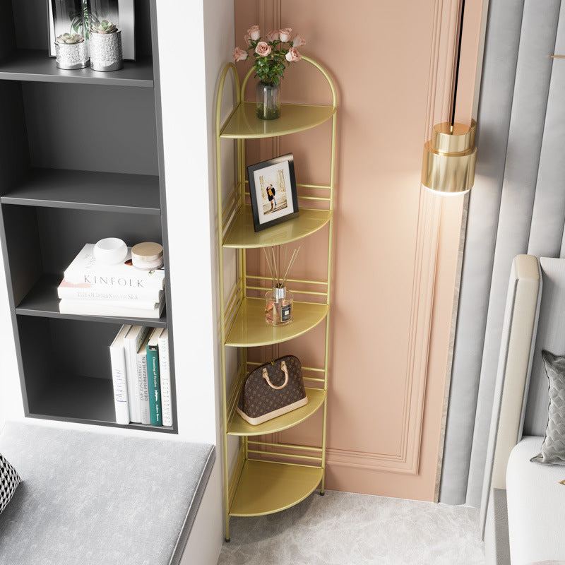 Modern Bookcase Corner Metal Open Back Shelf Bookcase with Shelves for Living Room
