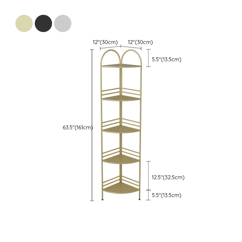 Modern Bookcase Corner Metal Open Back Shelf Bookcase with Shelves for Living Room