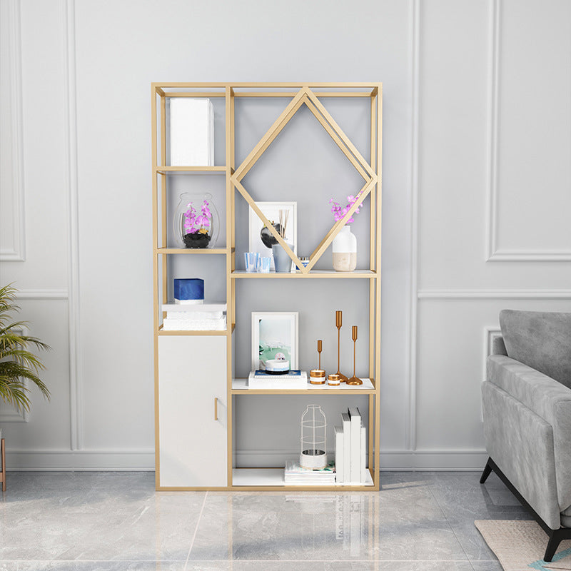 Modern Bookcase Gold Metal Open Back Shelf Bookcase with Shelves for Living Room