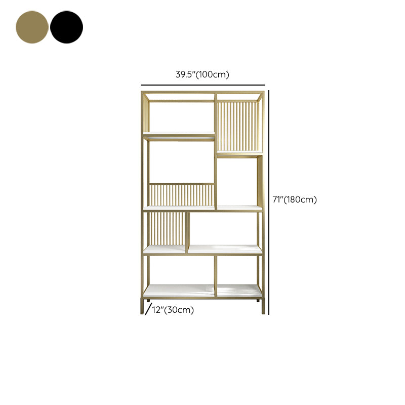 Glam Metal Bookshelf Etagere Shelf Bookcase for Study Room 11.8" W