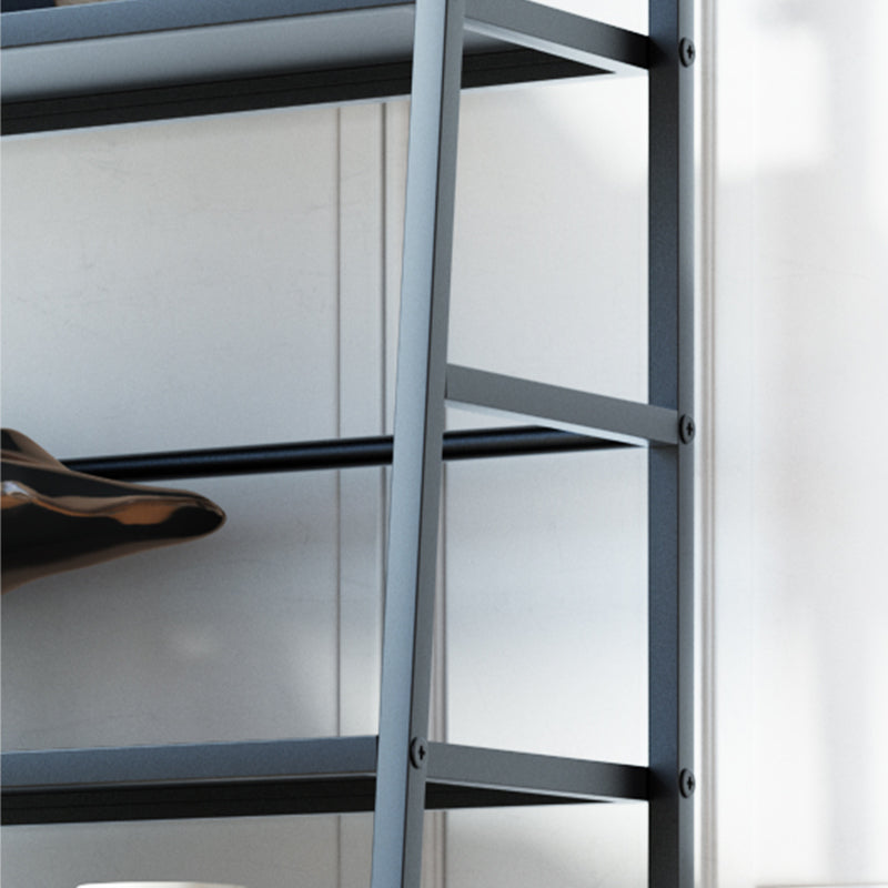 Modern Bookshelf Ladder Metal Open Back Shelf Bookcase with Shelves for Living Room