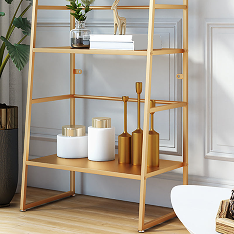 Modern Bookshelf Ladder Metal Open Back Shelf Bookcase with Shelves for Living Room