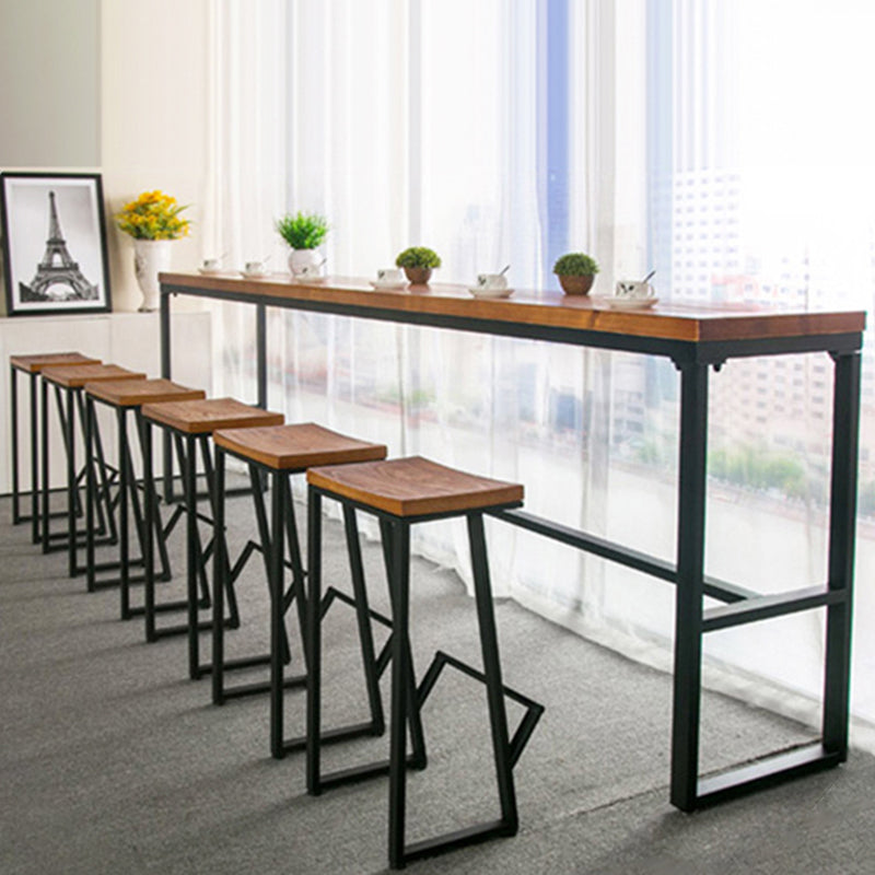 Glam Rectangle Pub Table Set 1/2/3/7 Pieces Pine Wood Top Bar Table with Metal Stools