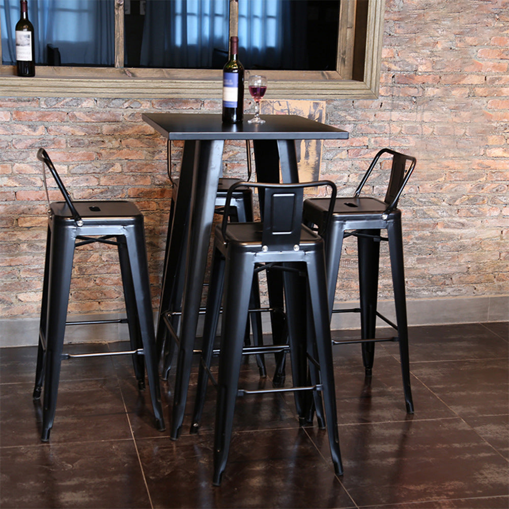 1/3/4/5 Pieces Industrial Bar Table Set Iron Bistro Set with Stools
