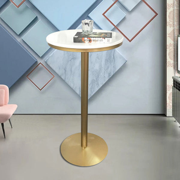 Contemporary Round Pub Table Set with Metal Stools 1/3/5 Pieces Pine Wood Top Bar Set