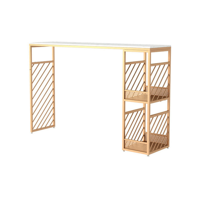 Glam Style 1/2/3 Pieces Faux Marble Bar Table Set Fixed Table Counter Set for Home Use