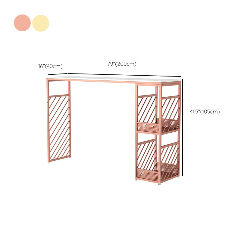 Glam Style 1/2/3 Pieces Faux Marble Bar Table Set Fixed Table Counter Set for Home Use