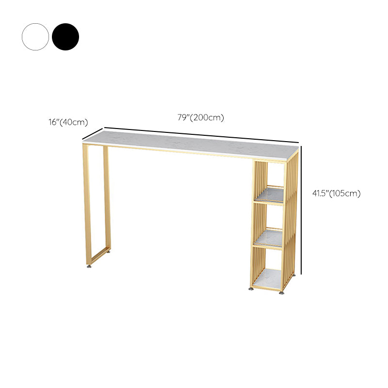 Faux Marble Bar Table Set 1/2/3 Pieces Glam Rectangle Bistro Set for Dining Room
