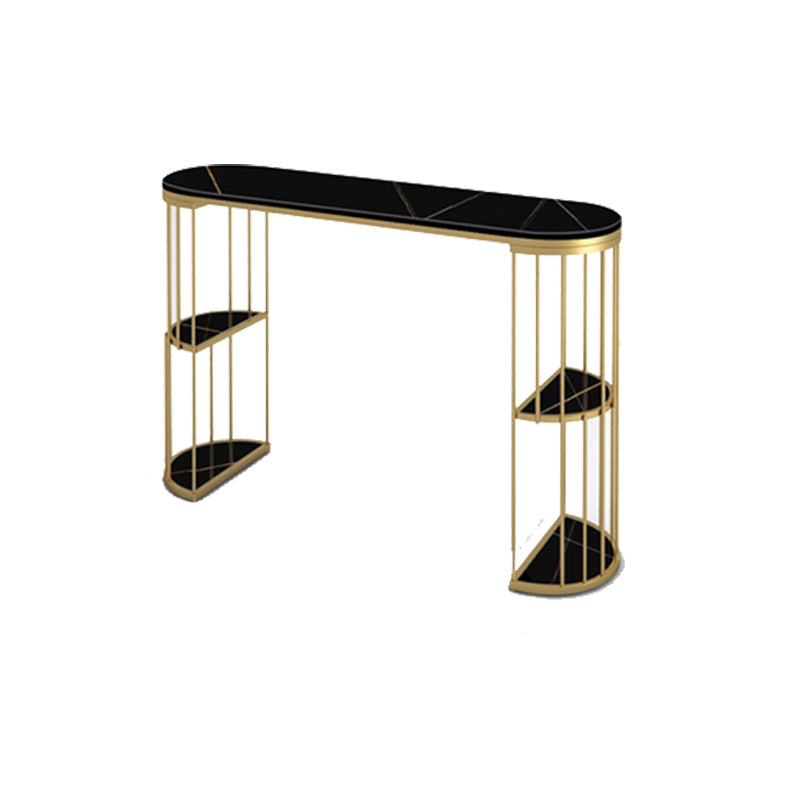 Glam Oval Bar Table Set 1/3 Pieces Stone Counter Table with Upholstered Stools