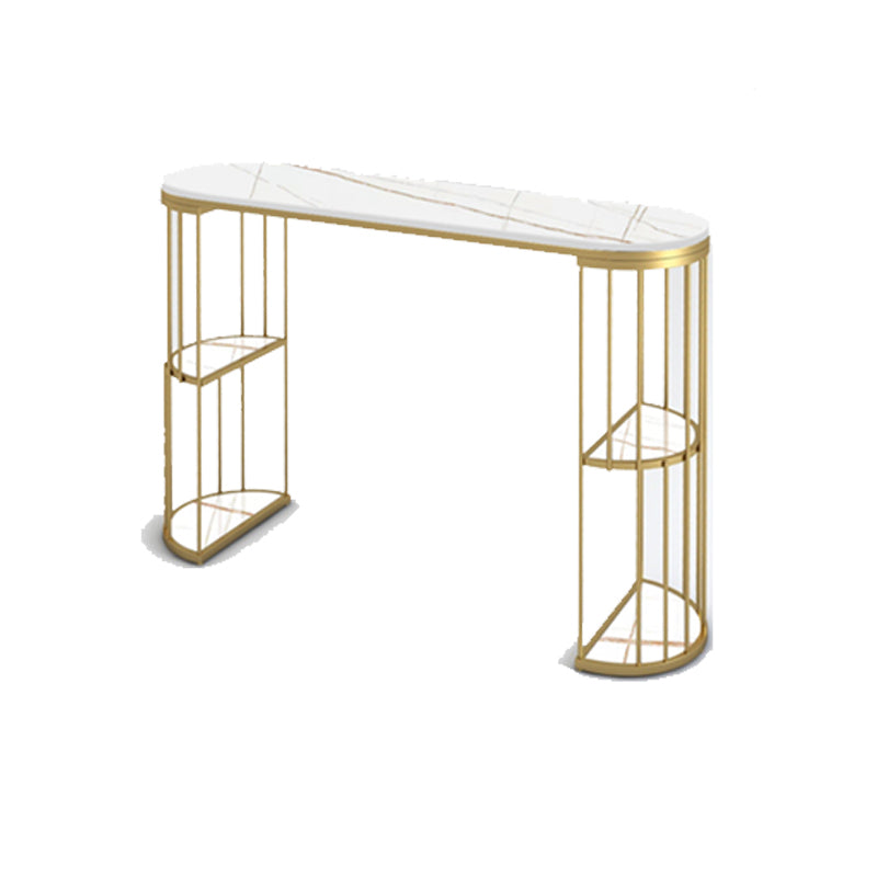 Glam Oval Bar Table Set 1/3 Pieces Stone Counter Table with Upholstered Stools