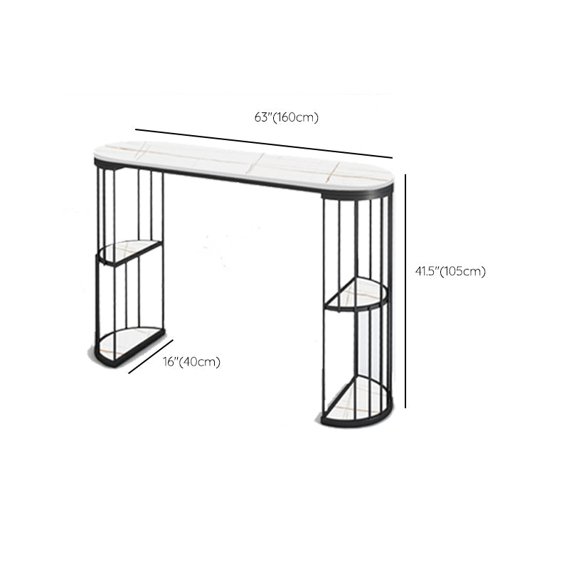 Glam Oval Bar Table Set 1/3 Pieces Stone Counter Table with Upholstered Stools