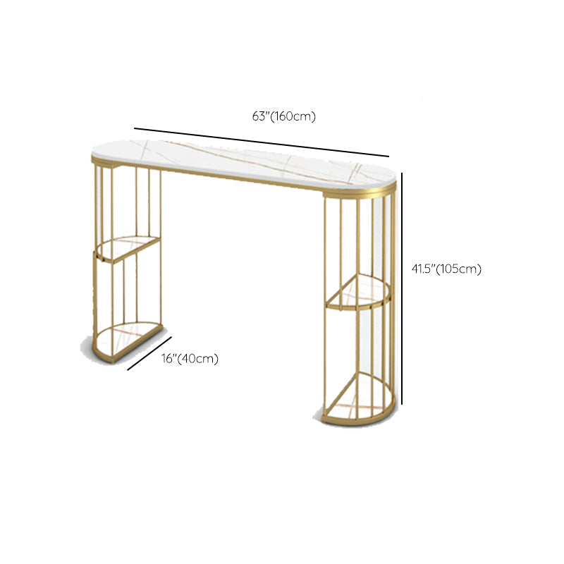 Glam Oval Bar Table Set 1/3 Pieces Stone Counter Table with Upholstered Stools
