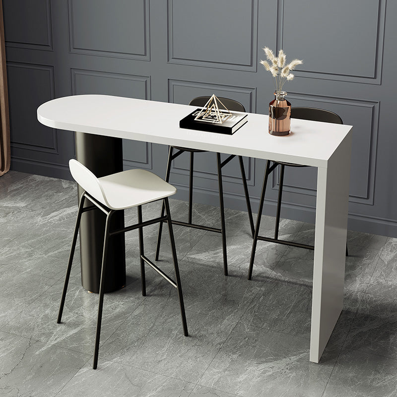 Contemporary Free Form Pub Set 1/3/4 Pieces Solid Wood Bar Table with Metal Stools