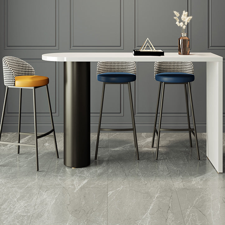 Contemporary Free Form Pub Set 1/3/4 Pieces Solid Wood Bar Table with Metal Stools