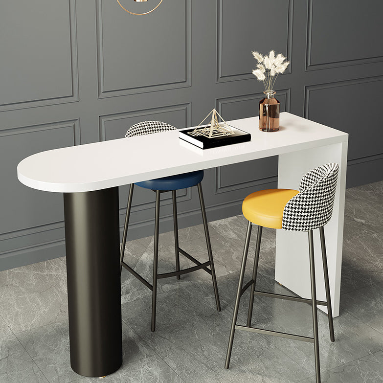 Contemporary Free Form Pub Set 1/3/4 Pieces Solid Wood Bar Table with Metal Stools