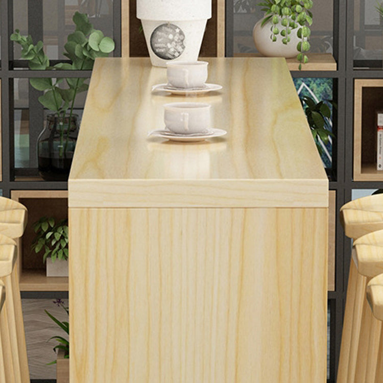 Modern 1/2/5/9 Pieces Bar Table Set Wooden Bar Table with High Wood Stools