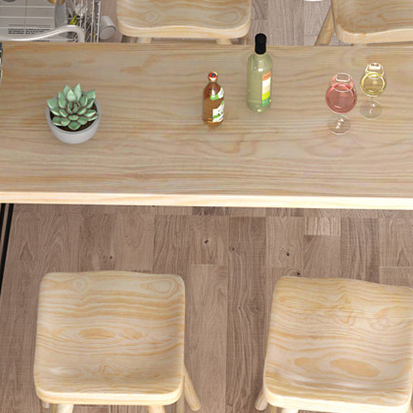 Modern Bar Table Set 1/2/5 Pieces Wooden Bar Table with High Wood Stools