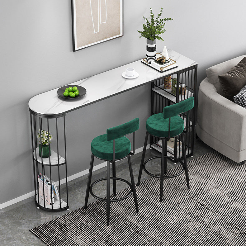 Stone Bar Table Set Glam 1/3 Pieces Fixed Counter Height Table Set for Indoor