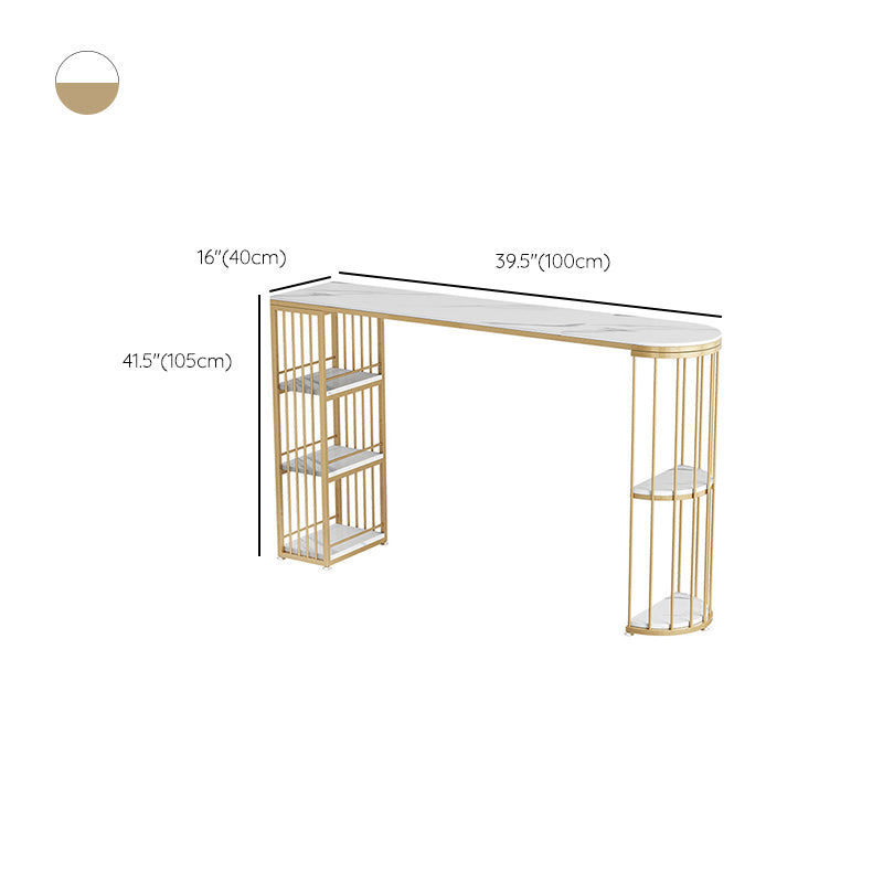 Stone Bar Table Set Glam 1/3 Pieces Fixed Counter Height Table Set for Indoor