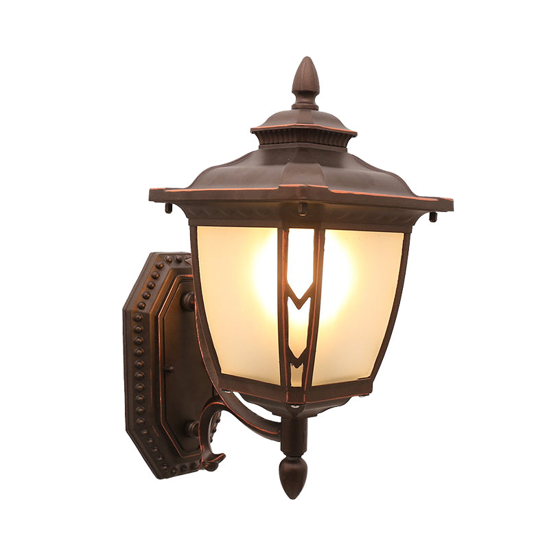 Café 1-Light Wall Mount Location Lodges Grosted Glass Pincone Gald Mur Sconce éclairage pour extérieur