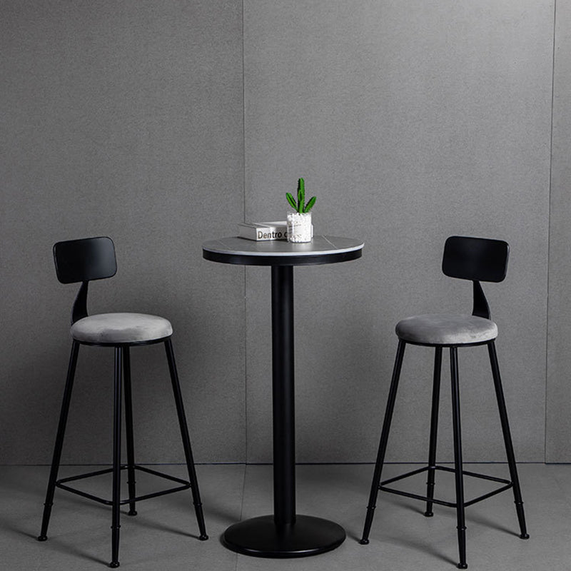 1/2/3 Pieces Industrial Iron Bar Table Set Round Bistro Set with Grey Stone Top