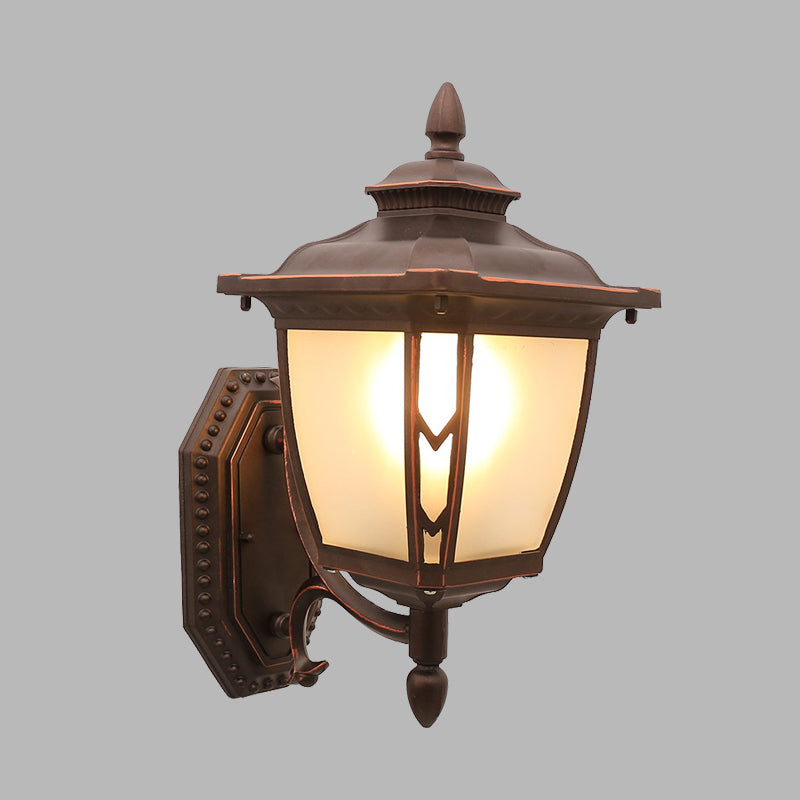Café 1-Light Wall Mount Location Lodges Grosted Glass Pincone Gald Mur Sconce éclairage pour extérieur