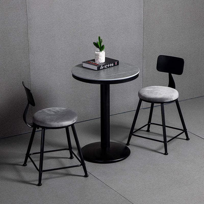1/2/3 Pieces Industrial Iron Bar Table Set Round Bistro Set with Grey Stone Top