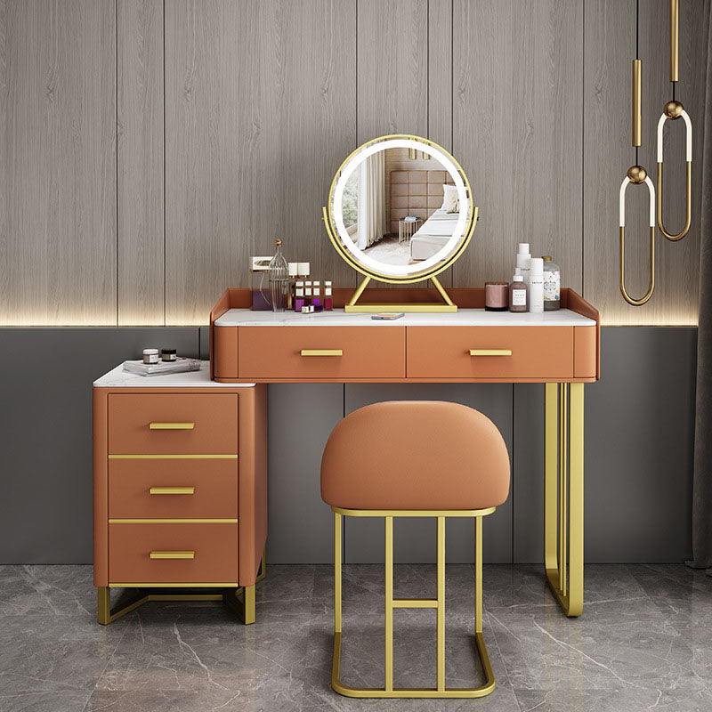 Glam Make-up Vanity With 5 Storage Drawers and Golden Base for Bedroom