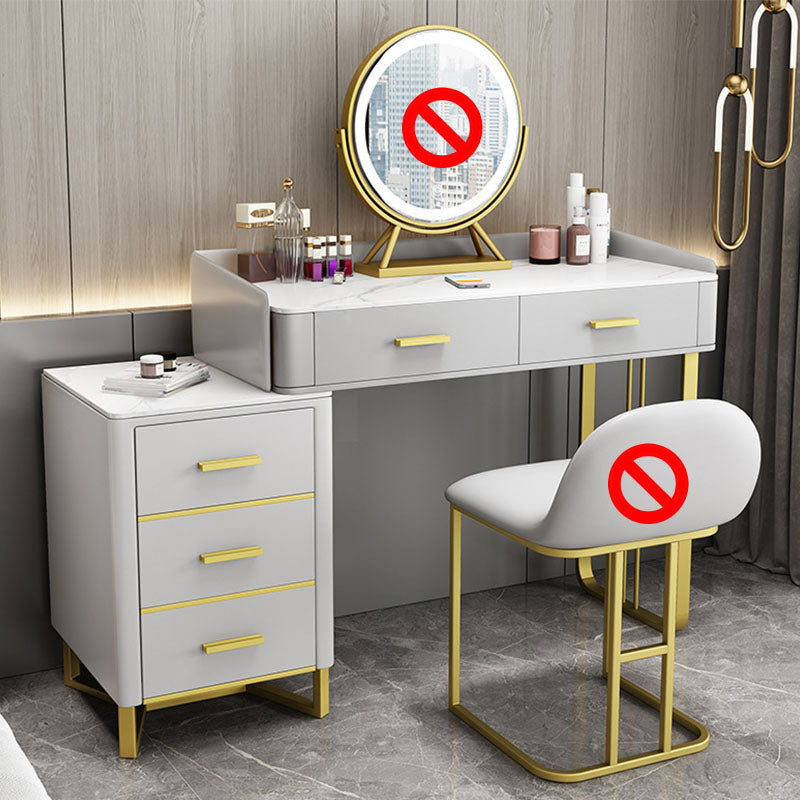 Glam Make-up Vanity With 5 Storage Drawers and Golden Base for Bedroom