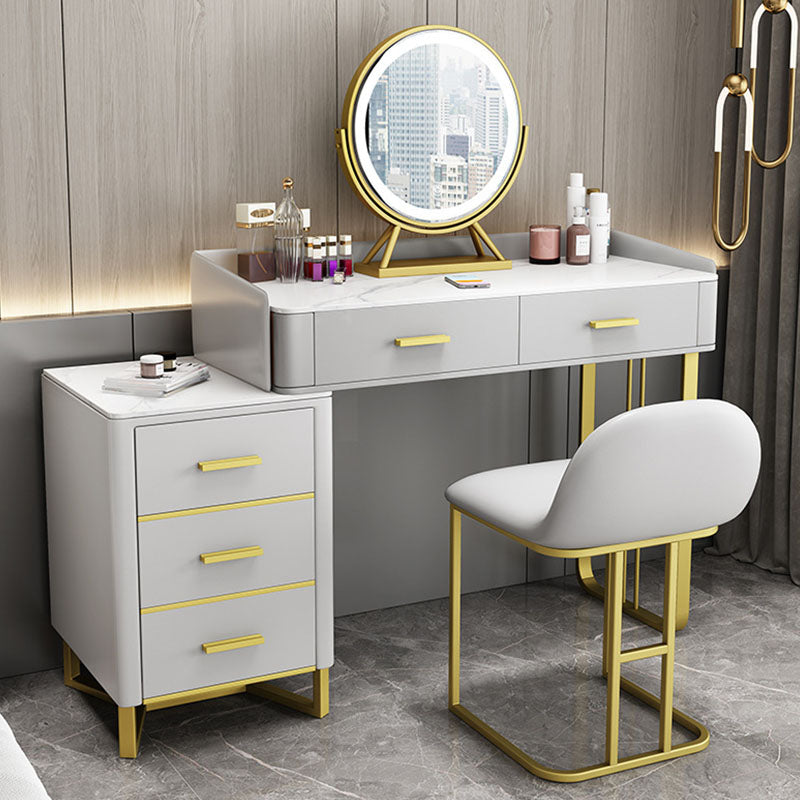 Glam Make-up Vanity With 5 Storage Drawers and Golden Base for Bedroom