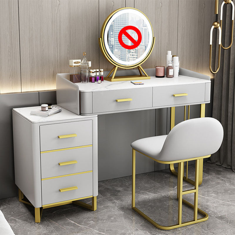 Glam Make-up Vanity With 5 Storage Drawers and Golden Base for Bedroom