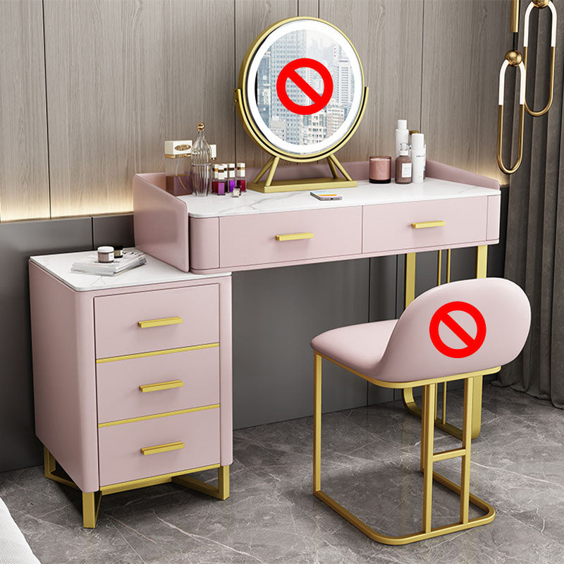 Glam Make-up Vanity With 5 Storage Drawers and Golden Base for Bedroom