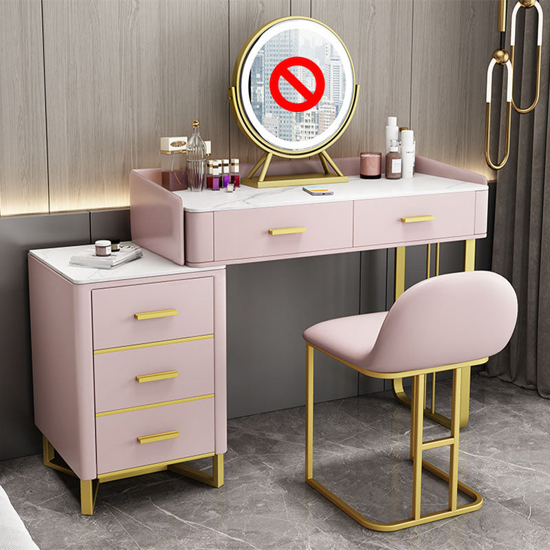 Glam Make-up Vanity With 5 Storage Drawers and Golden Base for Bedroom