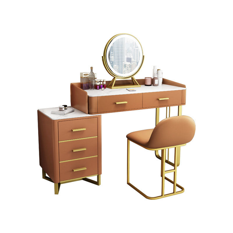Glam Make-up Vanity With 5 Storage Drawers and Golden Base for Bedroom