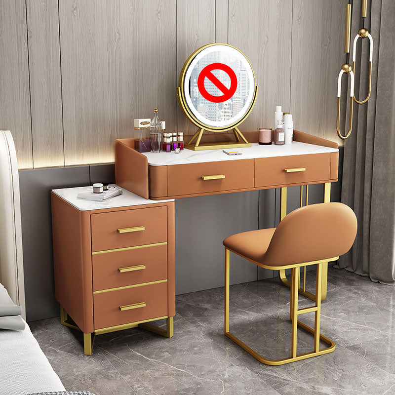 Glam Make-up Vanity With 5 Storage Drawers and Golden Base for Bedroom