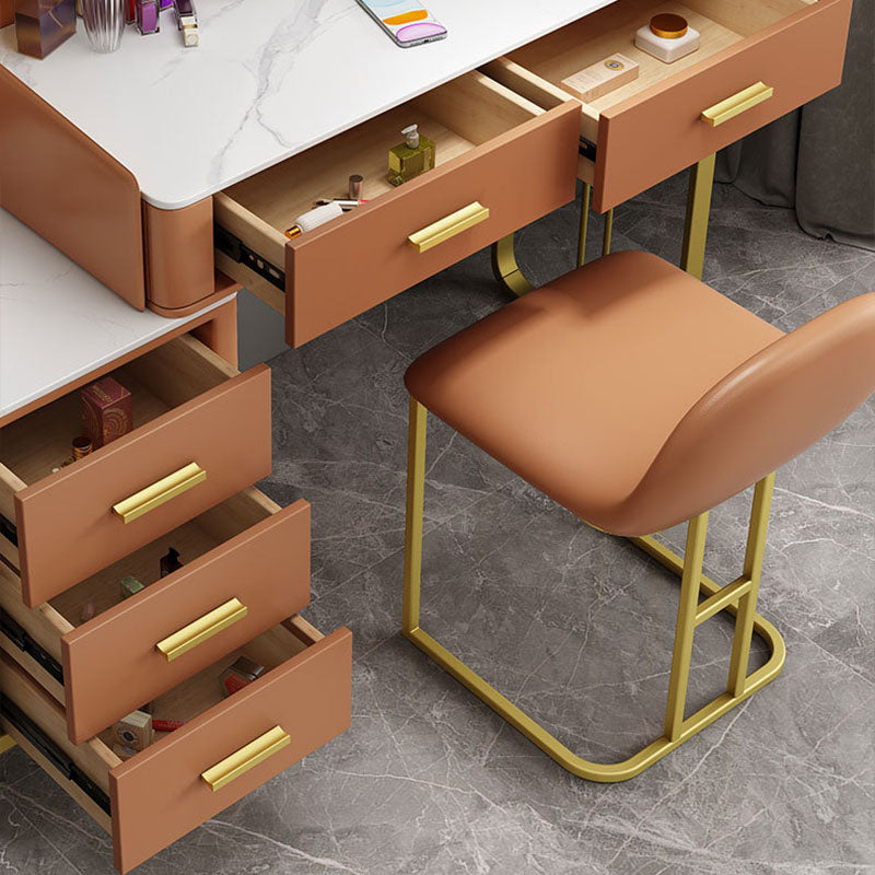 Glam Make-up Vanity With 5 Storage Drawers and Golden Base for Bedroom