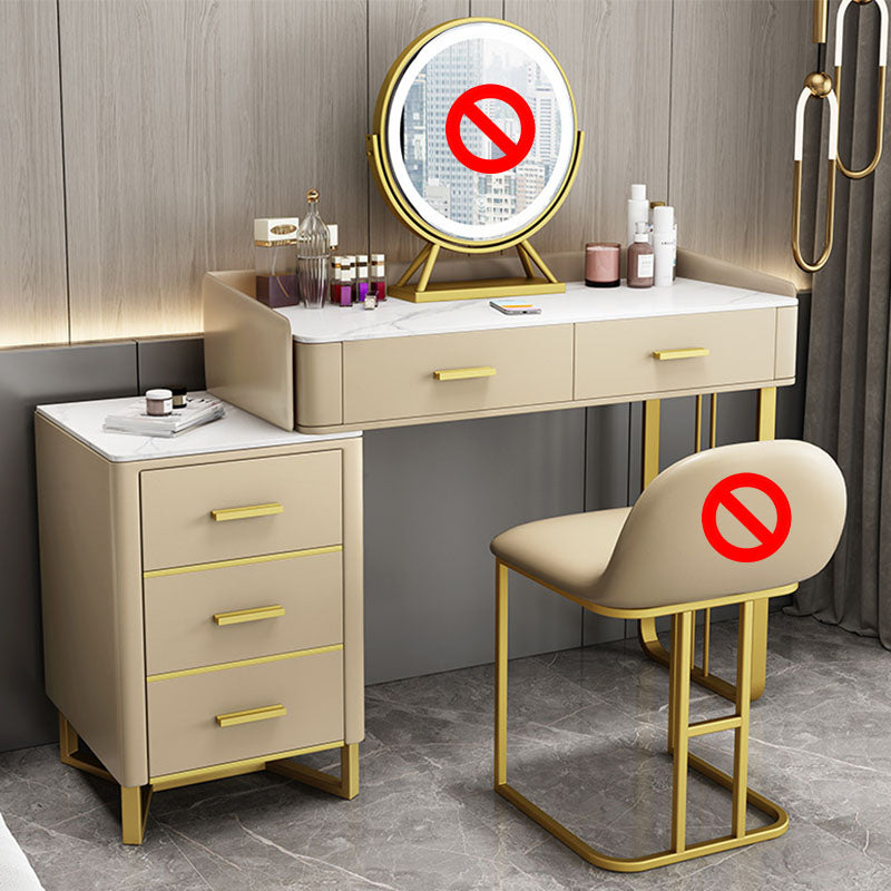 Glam Make-up Vanity With 5 Storage Drawers and Golden Base for Bedroom