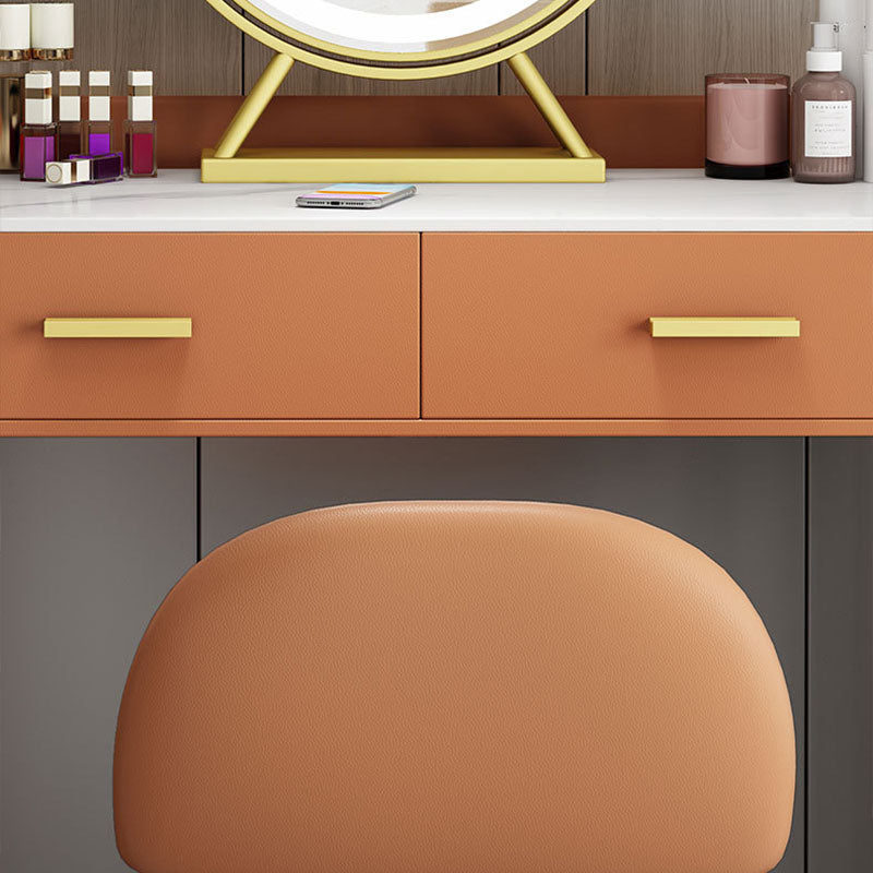 Glam Make-up Vanity With 5 Storage Drawers and Golden Base for Bedroom