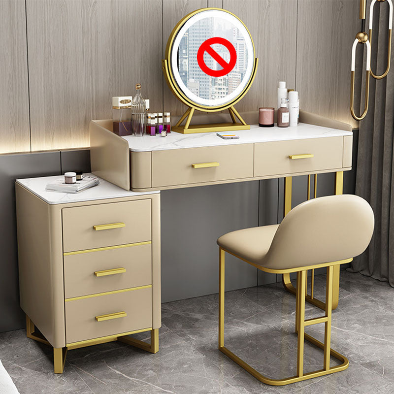 Glam Make-up Vanity With 5 Storage Drawers and Golden Base for Bedroom