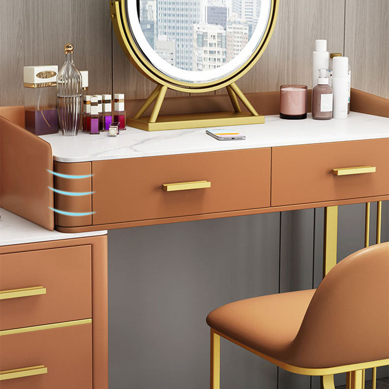 Glam Make-up Vanity With 5 Storage Drawers and Golden Base for Bedroom