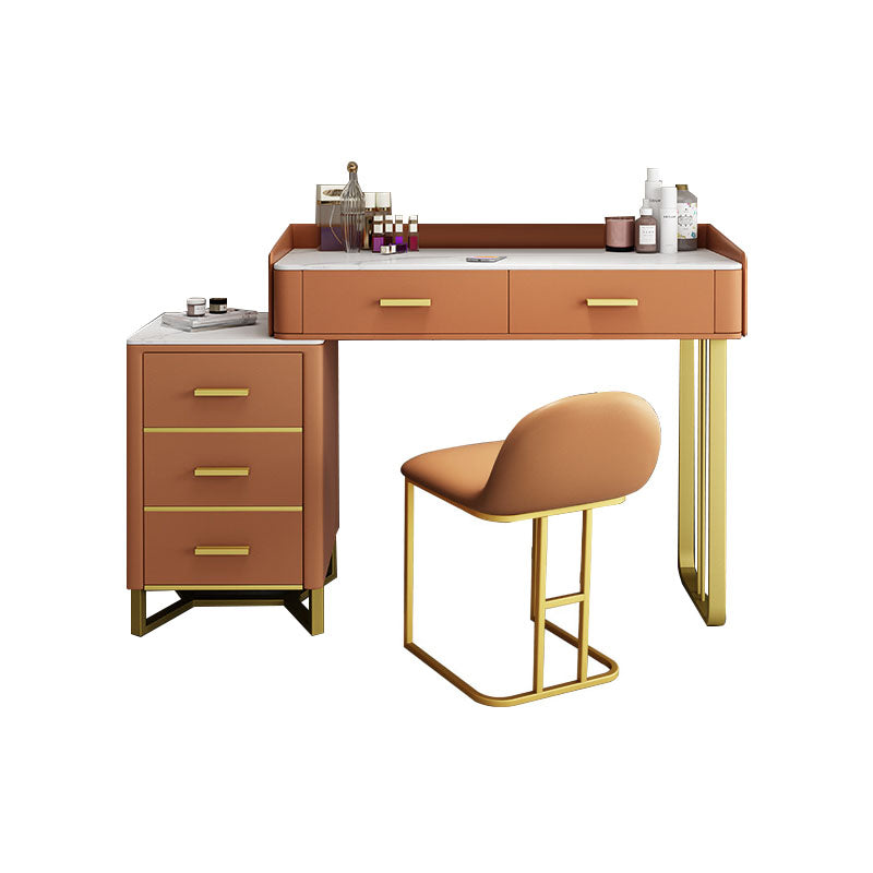Glam Make-up Vanity With 5 Storage Drawers and Golden Base for Bedroom