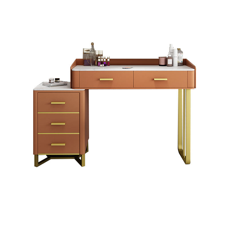 Glam Make-up Vanity With 5 Storage Drawers and Golden Base for Bedroom