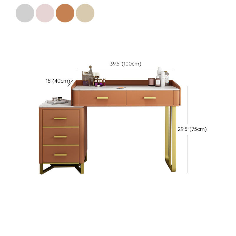 Glam Make-up Vanity With 5 Storage Drawers and Golden Base for Bedroom