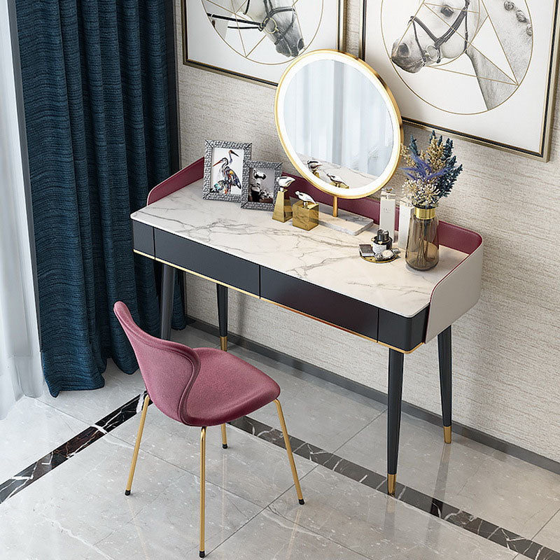 Contemporary Makeup Vanity Desk Double Drawers Vanity Dressing Table