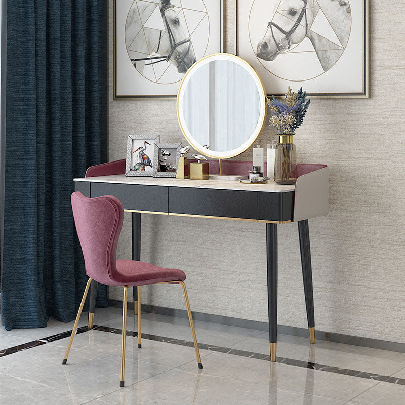 Contemporary Makeup Vanity Desk Double Drawers Vanity Dressing Table