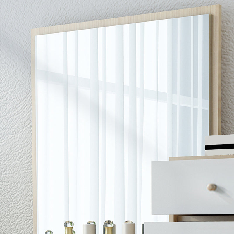 Wood Drawers Included Vanity Makeup Dressing Table Set with Stool and Mirror - 39.4" W