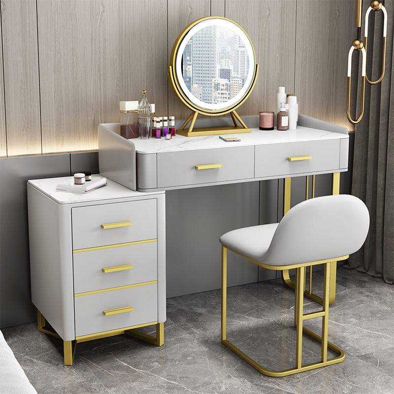 Bedroom Make-up Vanity Luxurious Stone Top Makeup Vanity Desk Table