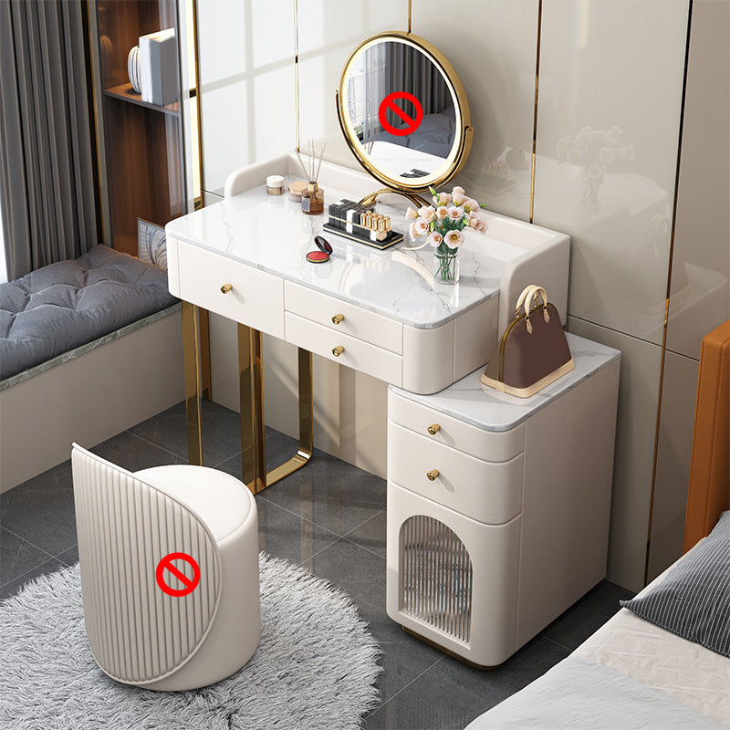 Luxurious Metal Makeup Dressing Table Stone Top Bedroom Vanity Desk