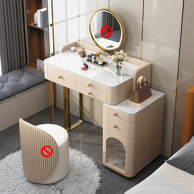 Luxurious Metal Makeup Dressing Table Stone Top Bedroom Vanity Desk