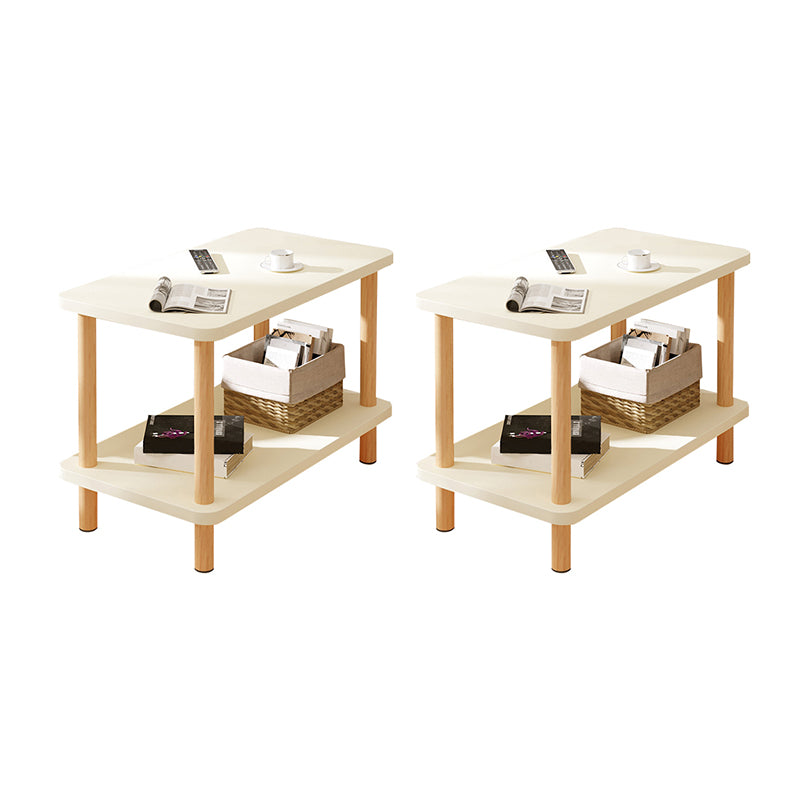Modern Rectangular Corner Table Double Tier Wood Side End Table